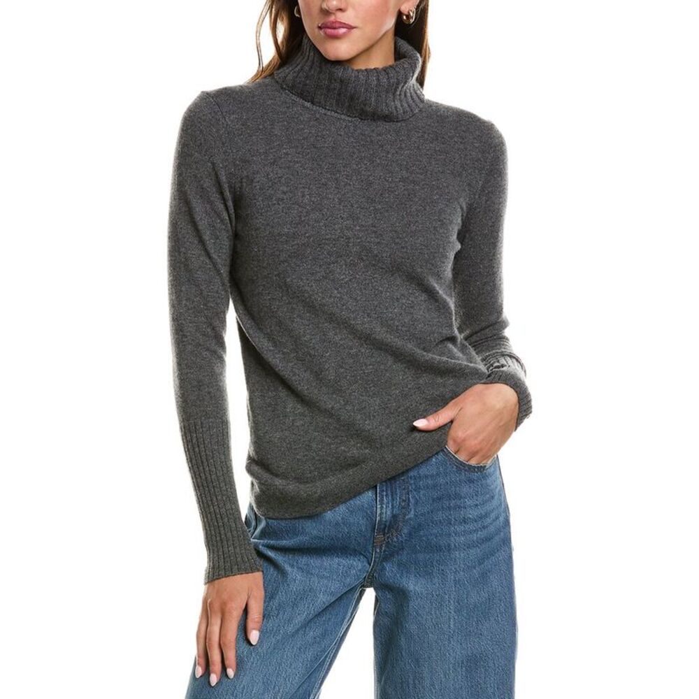 Forte Cashmere Womens  Chunky Trim Turtleneck 100% Cashmere Sweater